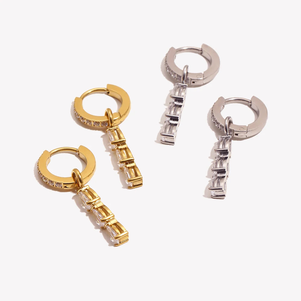 Minimalist Water Drop CZ Hoop Earrings Stainless Steel 18k Gold Plated Women's Earrings High Quality Earring Jewelry