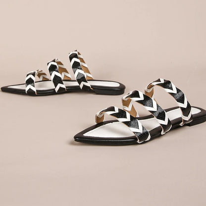 Pointed Toe Weave Flat Slippers