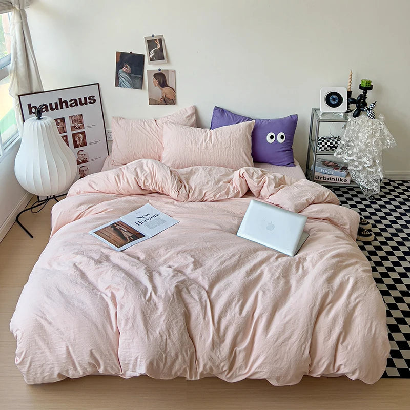 Solid color Duvet Cover set with Pillow Case Bed Sheet Olive Green