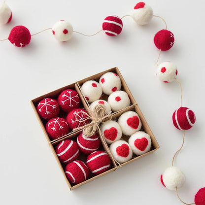 1 Box/16pcs Christmas Wool Balls Hanging Decorations Christmas