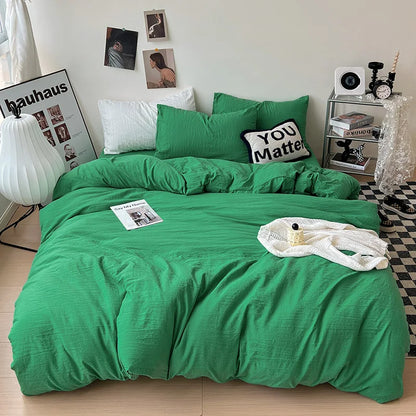 Solid color Duvet Cover set with Pillow Case Bed Sheet Olive Green