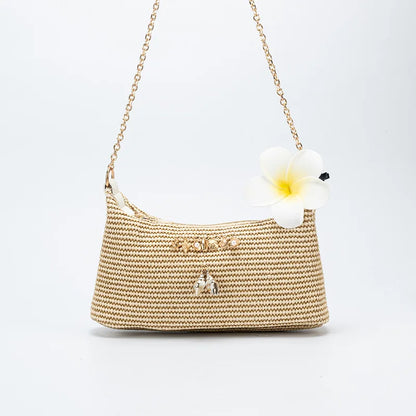 Fashion Shell Women Shoulder Bag Paper Rope Crochet Straw Bags for Women
