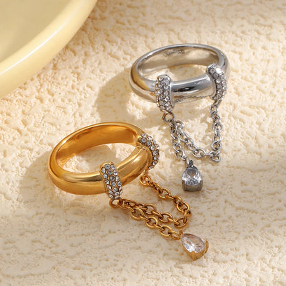 Charm Rings 18K Gold Plated Stainless Steel Rings Minimalist Edgy Ring Stacking Jewelry