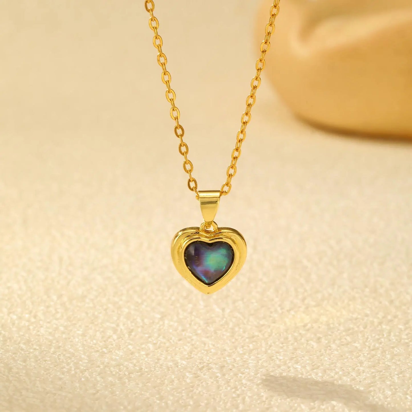 Summer Waterproof Necklace for Women,Nature Abalone Shell Heart Square Round Shape Pendant Statement Jewelry