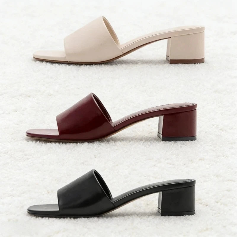 Heel Women Slipper Summer 2026 Open-toe Concise Slide Shoes Ladies Comfortable Casual Heels Women Sandals
