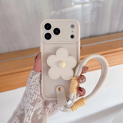 Cute Little Flower Pattern Phone Case For iPhone 17 16 15 14 13 12 11 Pro Max 16E 17E 17Air X XR XS With Detachable Strap Cover