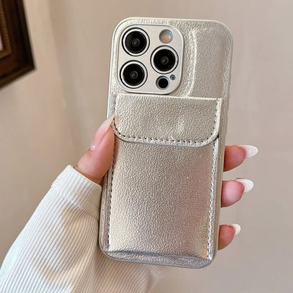 Stylish Card Slot Bag Holder Leather Texture Case For iPhone 16 Pro Max 15 13 14 Shockproof Wallet Cover