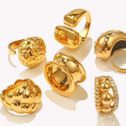 Fashion Smooth Geometric Cloud Water Drop Ring 18K Gold Plated Decoration 316L Stainless Steel Women Jewelry