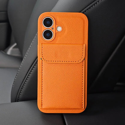 Stylish Card Slot Bag Holder Leather Texture Case For iPhone 16 Pro Max 15 13 14 Shockproof Wallet Cover