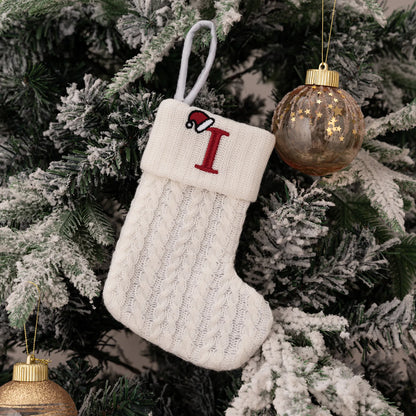 1PC A-Z Letter Hanging Christmas Stockings Knitted Socks Christmas Tree Hanging