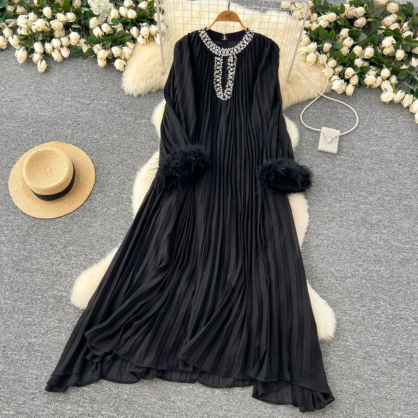 Elegant Loose Dress Women Long Sleeve Casual Dress