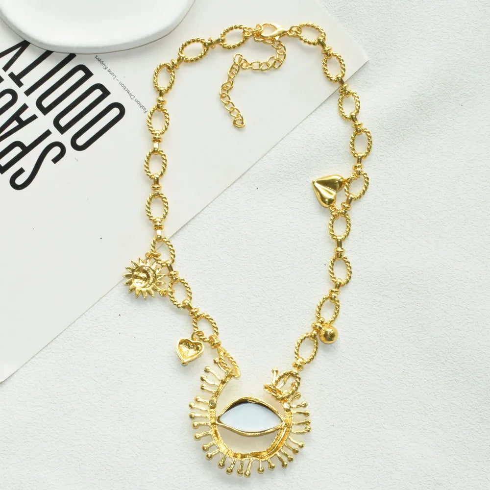 1PC New Fashion Women's Metal Alloy Chain With Eyes Pendant Necklace