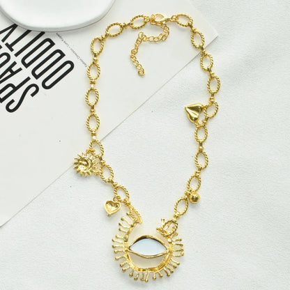 1PC New Fashion Women's Metal Alloy Chain With Eyes Pendant Necklace