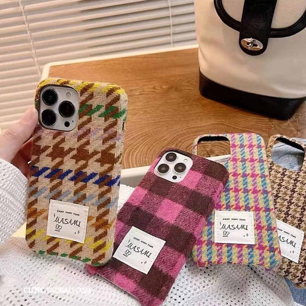 Per iPhone 15 Ins Creative Autumn Gentle Ladies Woven Phone Case per iPhone 14 13 12 Pro Colorful Lens Cover