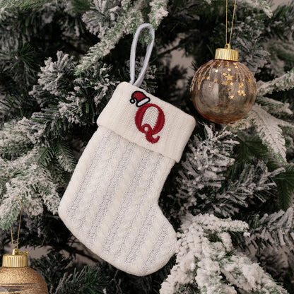 1PC A-Z Letter Hanging Christmas Stockings Knitted Socks Christmas Tree Hanging