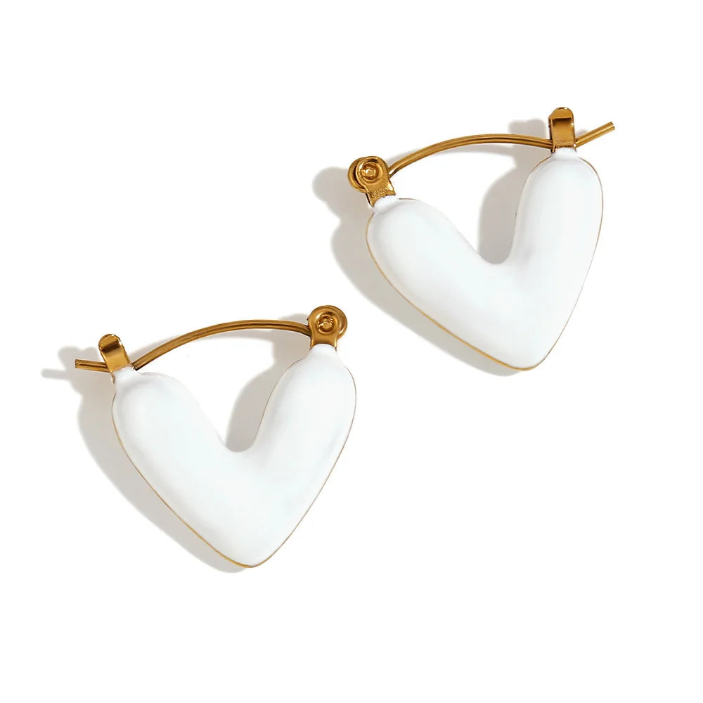 Enamel Asymetric Love Twisted Earrings Colorful 18K Gold Plated  316L Stainless Steel Ear Jewelry