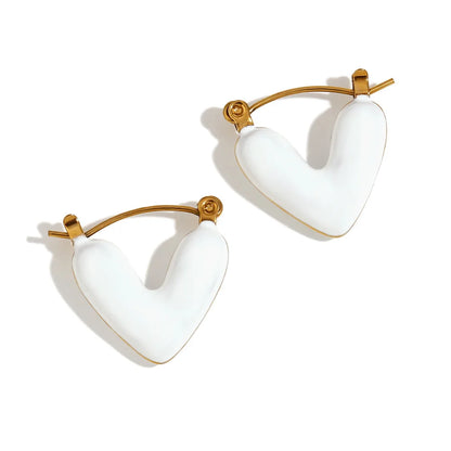 Enamel Asymetric Love Twisted Earrings Colorful 18K Gold Plated  316L Stainless Steel Ear Jewelry