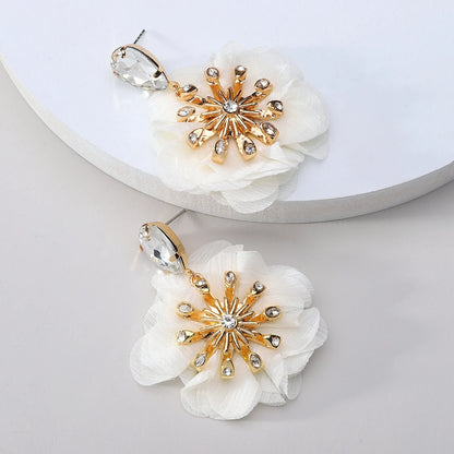 Style Handmade Cotton Lace Flower Earrings For Women Elegant Luxury Jewelry