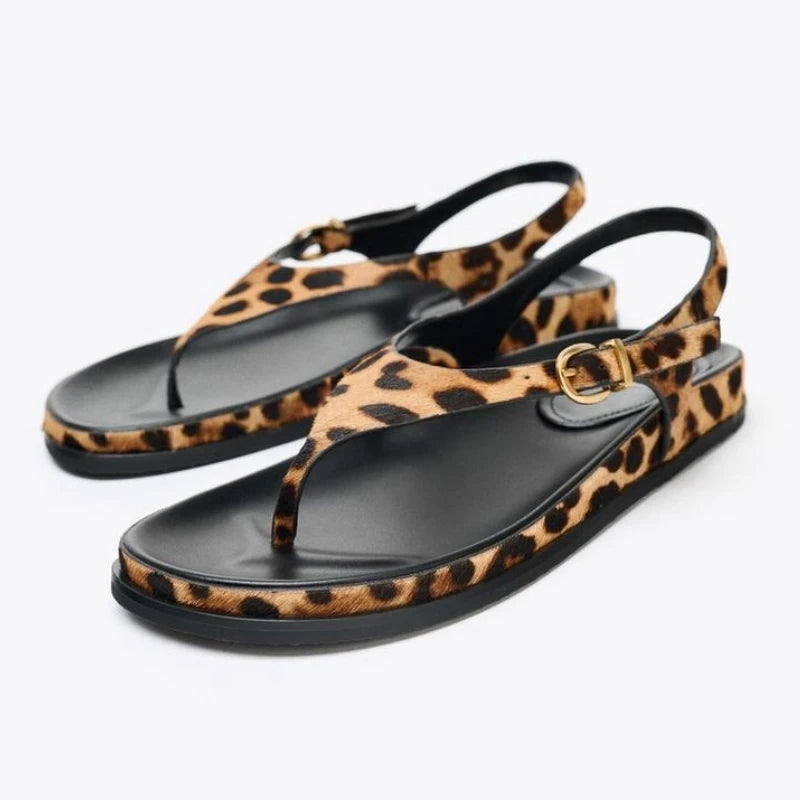 Leopard Print Design Flat Slippers Women