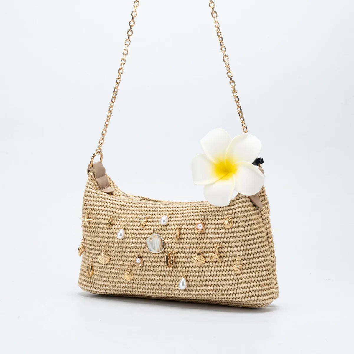 Fashion Shell Women Shoulder Bag Paper Rope Crochet Straw Bags for Women