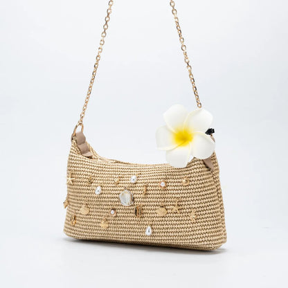 Fashion Shell Women Shoulder Bag Paper Rope Crochet Straw Bags for Women