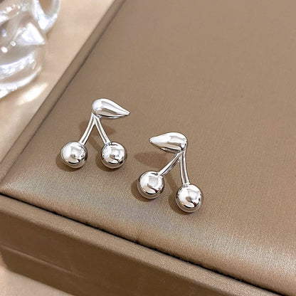 Gold Plated Cherry Small Earrings for Women Cute Jewelry