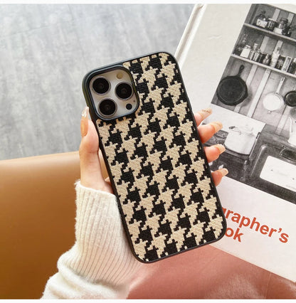 Luxury Diverse Fabric Phone Case, Plaid, Leopard Print, Light, Advanced Fashion, iPhone 16 ,15, 14 Plus, 13, 12, 11 Pro Max