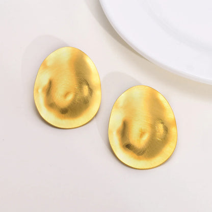 Matt Large Stainless Steel Stud Earring for Women,Pairs Chic Oval Irregular Ear Jewely