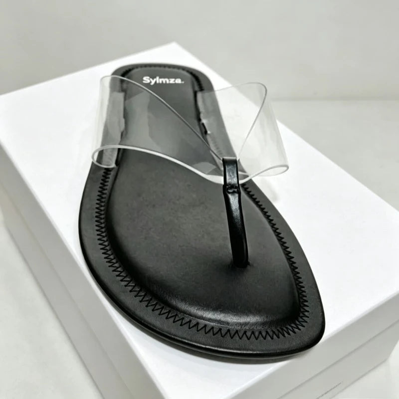 Transparens Flats Women Flip Flops Comfortable Non-slip Clip Toe Slippers Ladies Casual Slides Round Toe
