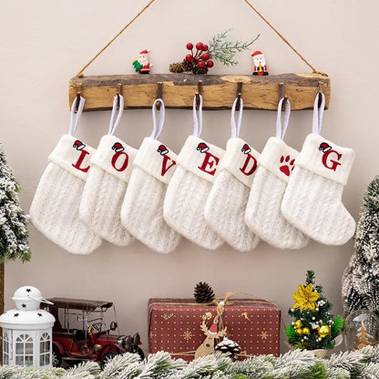 1PC A-Z Letter Hanging Christmas Stockings Knitted Socks Christmas Tree Hanging