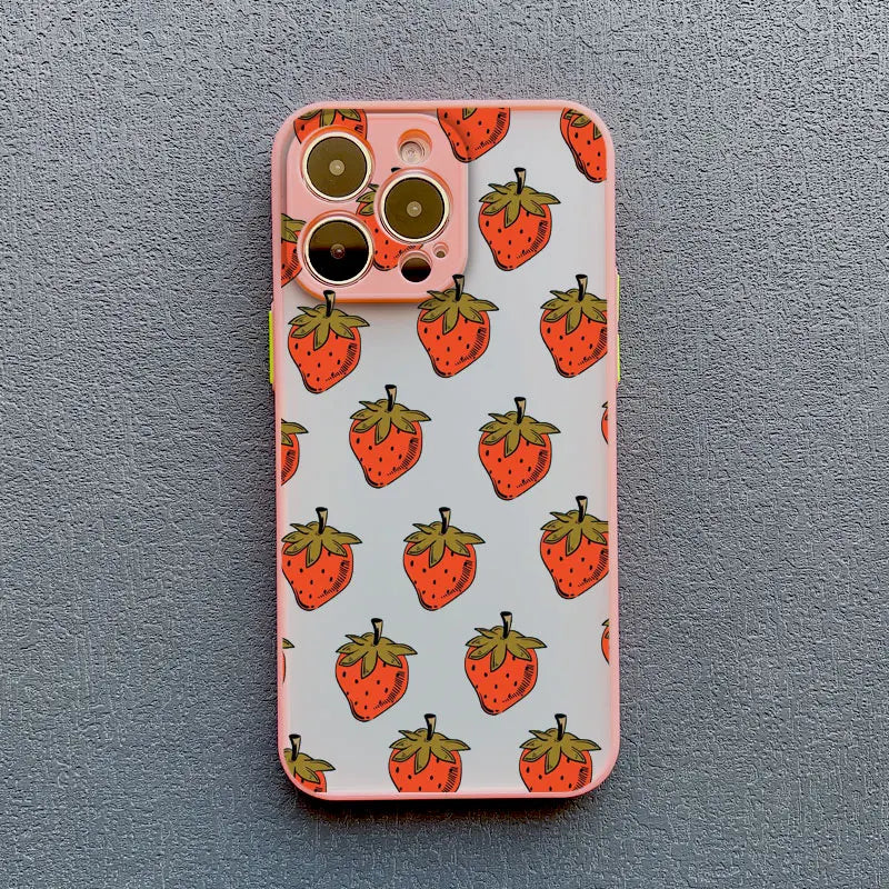 Fruit Lemon Strawberry Blueberries Phone Case For iPhone 16 15 14 11 Pro Max 12 13 Mini Pro Max XS XR X 7 8 15 14 Plus SE2 Funda