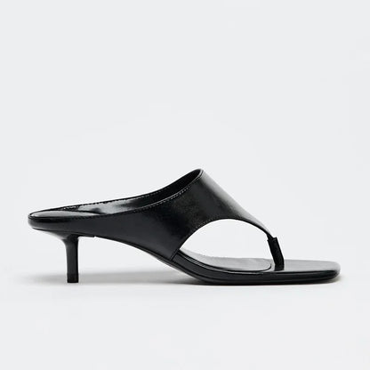 Black Soft High Heel Slippers