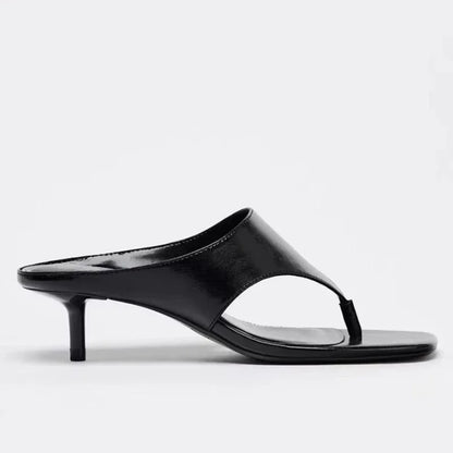Fashion Brand High Heels Slippers Women Square Toe