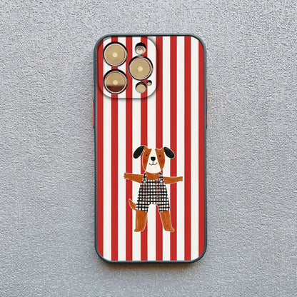 Simplicity Colour Vertical Stripes Cartoon Animals Phone Case for iPhone 16 15 14 Pro Max Plus 13 12 Mini 11 Pro Max XR X Covers