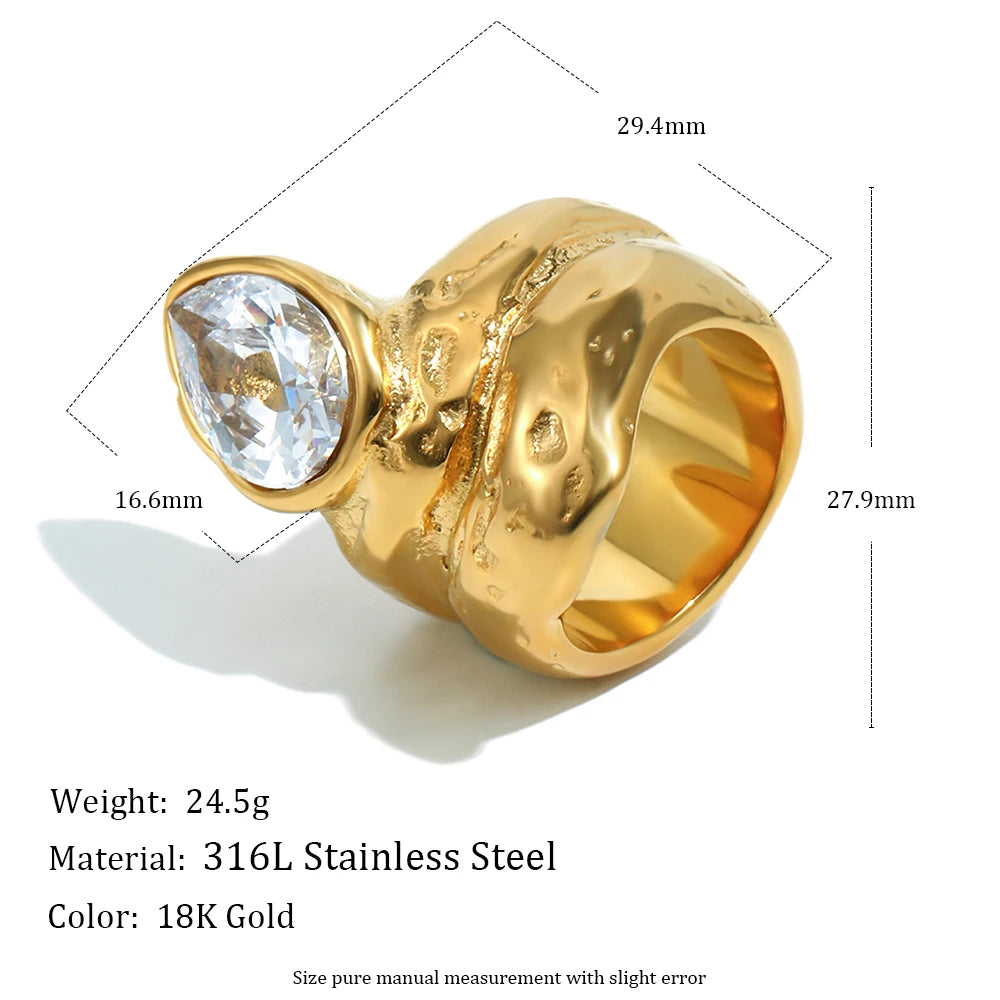 Stainless Steel Trendy Statement Double-layer Water Droplet Zircon Gold Plated Tarnish Free For Jewelry Decoration
