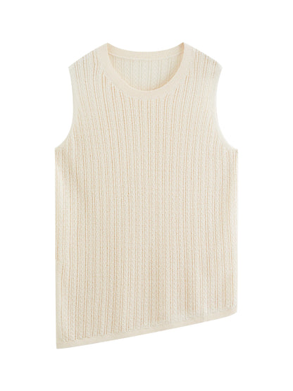 Women's 2026 Summer New Vacation Style Lyocell Linen Knit Vest Casual Pants Separated Set Straight Leg Pants with Belt
