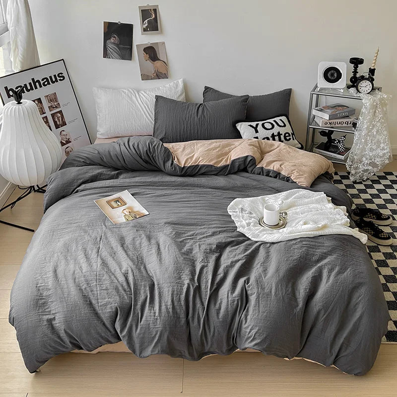 Solid color Duvet Cover set with Pillow Case Bed Sheet Olive Green