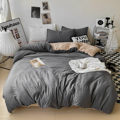 Solid color Duvet Cover set with Pillow Case Bed Sheet Olive Green