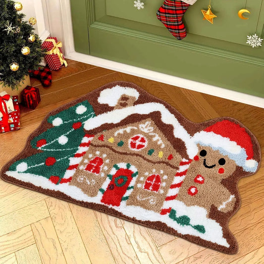 Christmas Gingerbread House Rug Soft