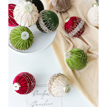 4 Christmas painted velvet Christmas ball ornaments for Christmas tree