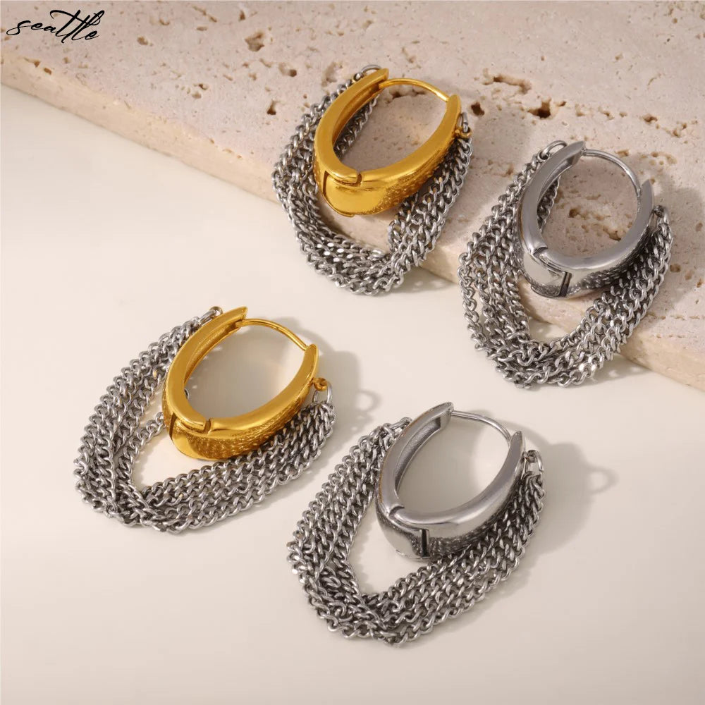 New Silver U-shaped Earrings Women's Stainless Steel Gold-plated Personalized Earrings