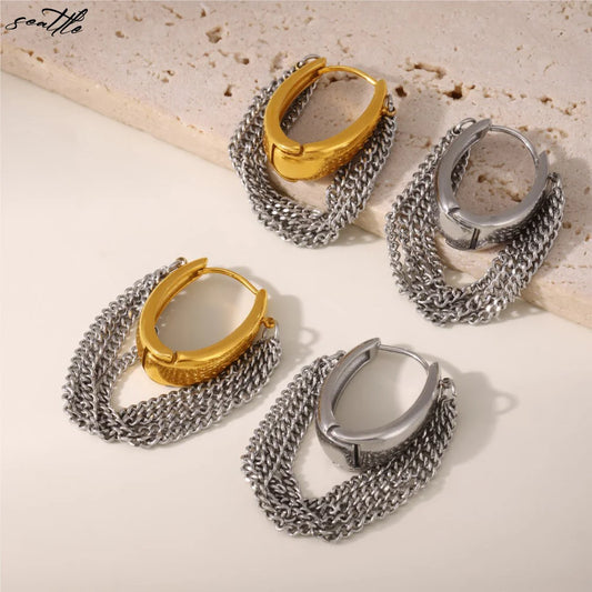 New Silver U-shaped Earrings Women's Stainless Steel Gold-plated Personalized Earrings