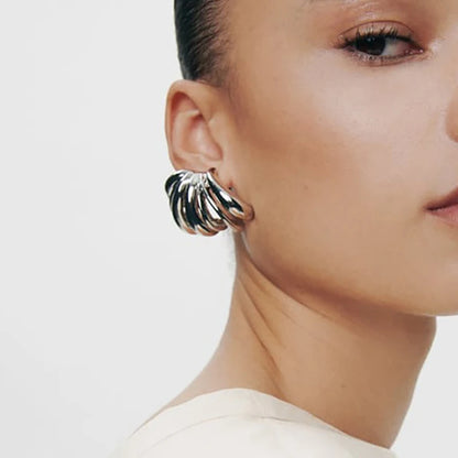 Vintage Women Personalized Jewelry Irregular Metal Striped Earrings