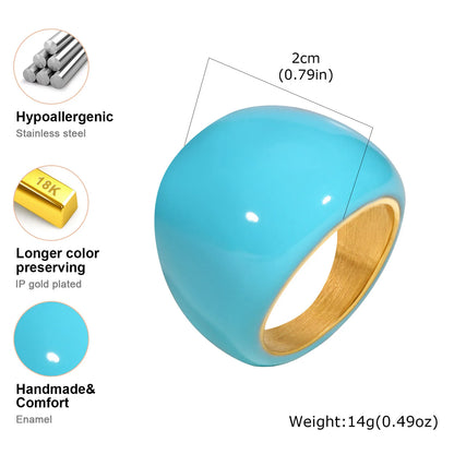 Chunky Open Twist Stackable Rings for Women, Blue Geometric Bold Enamel Crossover Statement Ring Band Waterproof
