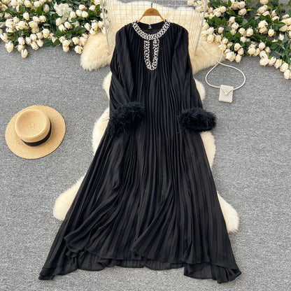 Elegant Loose Dress Women Long Sleeve Casual Dress