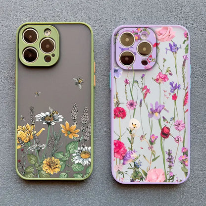 Elegant Pink Purple Flower Phone Case For iPhone 16 17 15 14 13 12 11 Pro Max Covers Mini  7 8 Plus XS X XR