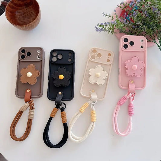 Cute Little Flower Pattern Phone Case For iPhone 17 16 15 14 13 12 11 Pro Max 16E 17E 17Air X XR XS With Detachable Strap Cover