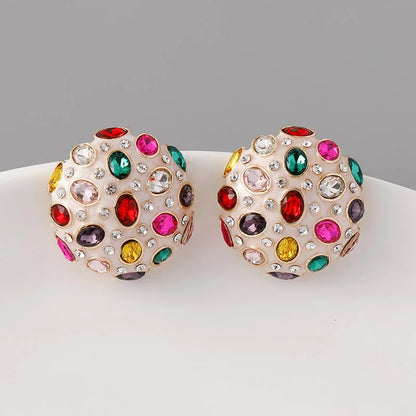 Heavy Elegant Metal Half Ball Earrings For Women Multi Colors