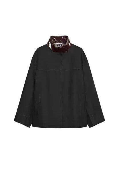 New Arrival Loose Fit Stand Collar Color Women's