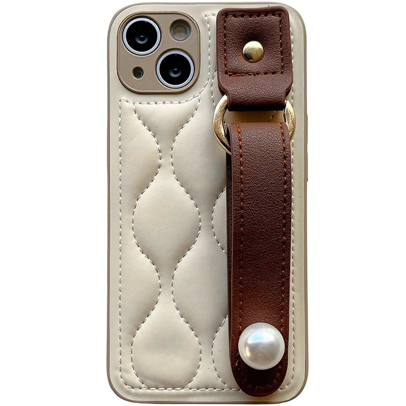 Fashion Leather Pearl Case For iPhone 14 13 12 11 15 16 Pro Max 14 Plus Water Cover